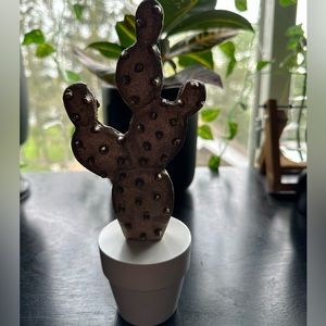 Fake Gold Cactus With White Pot